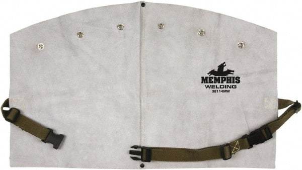 MCR Safety - 8 x 14" Flame Resistant/Retardant & Welding Bib Apron - Leather, 11 oz Material, Gray, 0 Pockets, Flame Resistant - Benchmark Tooling