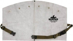 MCR Safety - 8 x 14" Flame Resistant/Retardant & Welding Bib Apron - Leather, 11 oz Material, Gray, 0 Pockets, Flame Resistant - Benchmark Tooling