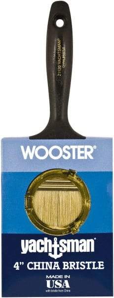 Wooster Brush - 4" Flat Hog Wall Brush - 3-3/16" Bristle Length, 6-1/4" Plastic Beavertail Handle - Benchmark Tooling