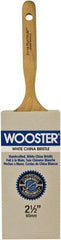 Wooster Brush - 2-1/2" Flat Hog Varnish Brush - 2-15/16" Bristle Length, 5-1/8" Maple Dowel Handle - Benchmark Tooling