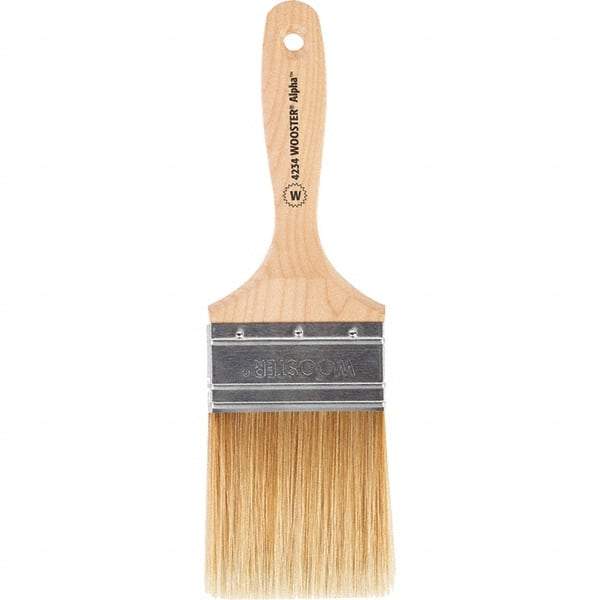 Wooster Brush - 3" Flat Synthetic Wall Brush - 3-7/16" Bristle Length, 6-1/4" Maple Beavertail Handle - Benchmark Tooling