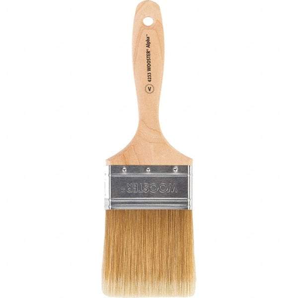 Wooster Brush - 3" Flat Synthetic Varnish Brush - 3-3/16" Bristle Length, 6-1/2" Maple Beavertail Handle - Benchmark Tooling