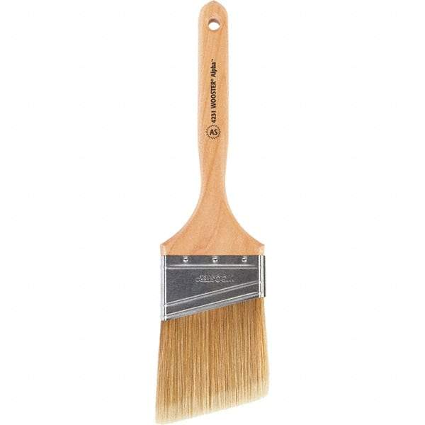 Wooster Brush - 3" Angled Synthetic Sash Brush - 3-3/16" Bristle Length, 7-7/8" Maple Fluted Handle - Benchmark Tooling