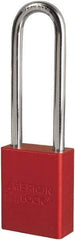 American Lock - Keyed Different Conductive Lockout Padlock - 3" Shackle Clearance, 1/4" Shackle Diam, 1.8" Body Height x 3/4" Body Width, Red, 6 Pins - Benchmark Tooling