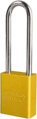 American Lock - Keyed Different Conductive Lockout Padlock - 3" Shackle Clearance, 1/4" Shackle Diam, 1.8" Body Height x 3/4" Body Width, Yellow, 6 Pins - Benchmark Tooling