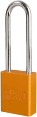 American Lock - Keyed Different Conductive Lockout Padlock - 3" Shackle Clearance, 1/4" Shackle Diam, 1.8" Body Height x 3/4" Body Width, Orange, 6 Pins - Benchmark Tooling