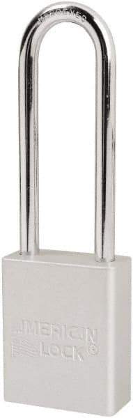 American Lock - Keyed Different Conductive Lockout Padlock - 3" Shackle Clearance, 1/4" Shackle Diam, 1.8" Body Height x 1-1/2" Body Width, Silver, 6 Pins - Benchmark Tooling