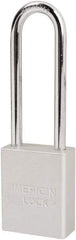 American Lock - Keyed Different Conductive Lockout Padlock - 3" Shackle Clearance, 1/4" Shackle Diam, 1.8" Body Height x 1-1/2" Body Width, Silver, 6 Pins - Benchmark Tooling