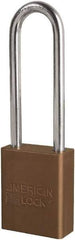 American Lock - Keyed Different Conductive Lockout Padlock - 3" Shackle Clearance, 1/4" Shackle Diam, 1.8" Body Height x 3/4" Body Width, Brown, 6 Pins - Benchmark Tooling
