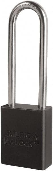 American Lock - Keyed Different Conductive Lockout Padlock - 3" Shackle Clearance, 1/4" Shackle Diam, 1.8" Body Height x 3/4" Body Width, Black, 6 Pins - Benchmark Tooling