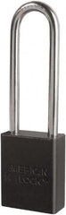 American Lock - Keyed Different Conductive Lockout Padlock - 3" Shackle Clearance, 1/4" Shackle Diam, 1.8" Body Height x 3/4" Body Width, Black, 6 Pins - Benchmark Tooling