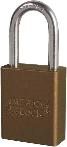 American Lock - Keyed Different Conductive Lockout Padlock - 1-1/2" Shackle Clearance, 1/4" Shackle Diam, 1.8" Body Height x 3/4" Body Width, Brown, 6 Pins - Benchmark Tooling