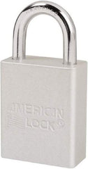 American Lock - Keyed Different Conductive Lockout Padlock - 1" Shackle Clearance, 1/4" Shackle Diam, 1.8" Body Height x 1-1/2" Body Width, Silver, 6 Pins - Benchmark Tooling