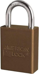 American Lock - Keyed Different Conductive Lockout Padlock - 1" Shackle Clearance, 1/4" Shackle Diam, 1.8" Body Height x 3/4" Body Width, Brown, 6 Pins - Benchmark Tooling