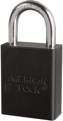 American Lock - Keyed Different Conductive Lockout Padlock - 1" Shackle Clearance, 1/4" Shackle Diam, 1.8" Body Height x 3/4" Body Width, Black, 6 Pins - Benchmark Tooling