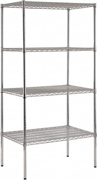 Sandusky Lee - 4 Shelf Wire Shelving Unit - 36" Wide x 24" Deep x 74" High, - Benchmark Tooling