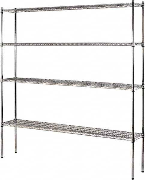 Sandusky Lee - 4 Shelf Wire Shelving Unit - 72" Wide x 12" Deep x 74" High, - Benchmark Tooling