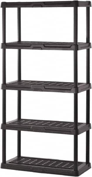 Sandusky Lee - 72" High x 36" Wide x 24" Deep, 5 Shelf Polyurethane Utility Plastic Shelving - Black, 150 Lb Capacity - Benchmark Tooling