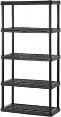 Sandusky Lee - 72" High x 36" Wide x 24" Deep, 5 Shelf Polyurethane Utility Plastic Shelving - Black, 150 Lb Capacity - Benchmark Tooling