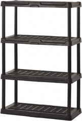 Sandusky Lee - 56" High x 36" Wide x 18" Deep, 4 Shelf Polyurethane Utility Plastic Shelving - Black, 150 Lb Capacity - Benchmark Tooling