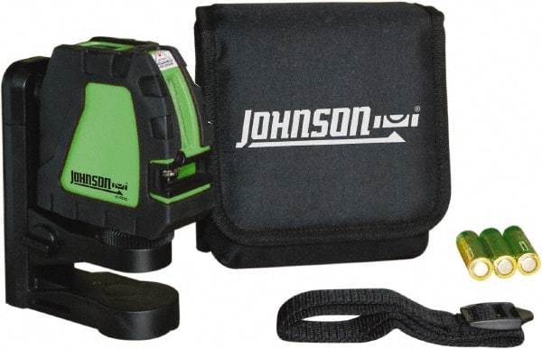 Johnson Level & Tool - 2 Beam 200' (Interior) Max Range Self Leveling Cross Line Laser - Green Beam, 1/8" at 35' Accuracy, 4-1/8" Long x 4-1/8" Wide x 1-15/16" High, Battery Included - Benchmark Tooling