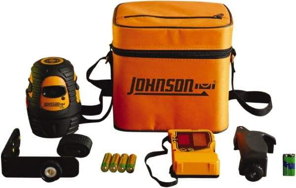 Johnson Level & Tool - 1 Beam 200' (Interior) 300' (Exterior) Max Range Self Leveling Line Laser - Red Beam, 1/8" at 50' Accuracy, 3-3/4" Long x 5-1/8" High, Battery Included - Benchmark Tooling