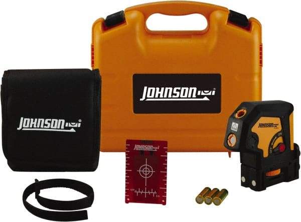 Johnson Level & Tool - 3 Beam 100' (Interior) Max Range Self Leveling Dot Laser Level - Red Beam, 1/8" at 50' Accuracy, 4-3/4" Long x 3" Wide x 4-3/4" High, Battery Included - Benchmark Tooling