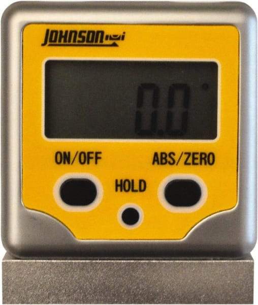 Johnson Level & Tool - (2) 180° Measuring Range, Magnetic Base Digital Protractor - 0.10° Resolution, Accuracy Up to 0.10°, CR2032 Lithium Battery Not Included - Benchmark Tooling