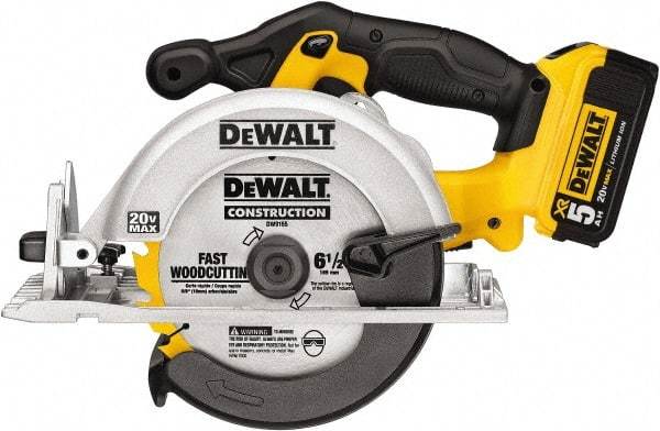 DeWALT - 20 Volt, 6-1/2" Blade, Cordless Circular Saw - 5,000 RPM, 1 Lithium-Ion Battery Included - Benchmark Tooling