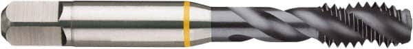 Guhring - #8-32 UNC 2B/3B Modified Bottoming Spiral Flute Tap - Cobalt, TiCN Finish, 2.13" OAL, Right Hand Flute, Right Hand Thread, H3, Series 4408 - Exact Industrial Supply