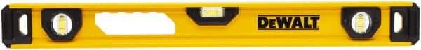 DeWALT - Magnetic 24" Long 3 Vial I-Beam Level - Aluminum, Yellow - Benchmark Tooling