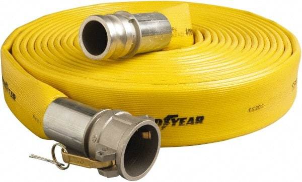 Alliance Hose & Rubber - 2" ID x 2.34 OD, 200 Working psi, Yellow Pliovic Hose, Lays Flat - 50' Long, -10 to 150°F - Benchmark Tooling