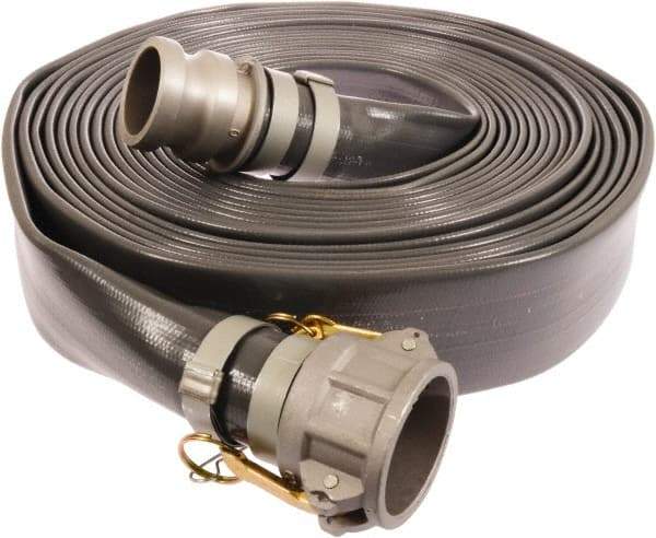 Continental ContiTech - 1-1/2" ID x 1.72 OD, 90 Working psi, Gray Pliovic Hose, Lays Flat - 25' Long, -10 to 150°F - Benchmark Tooling