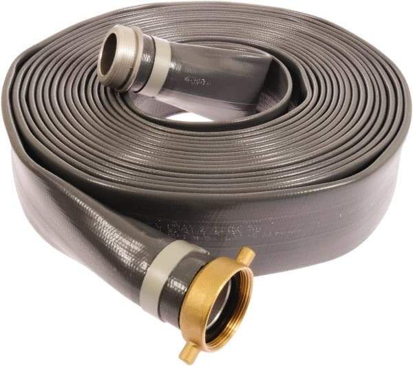 Continental ContiTech - 1-1/2" ID x 1.72 OD, 90 Working psi, Gray Pliovic Hose, Lays Flat - 100' Long, -10 to 150°F - Benchmark Tooling