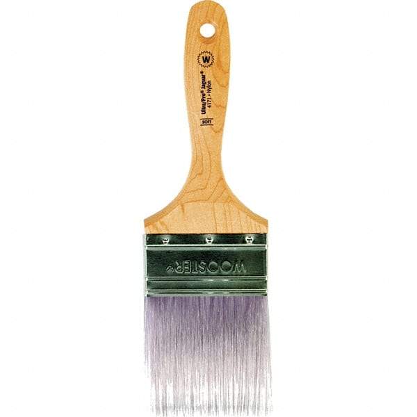 Wooster Brush - 3" Flat Synthetic Wall Brush - 3-7/16" Bristle Length, 6-1/4" Maple Beavertail Handle - Benchmark Tooling