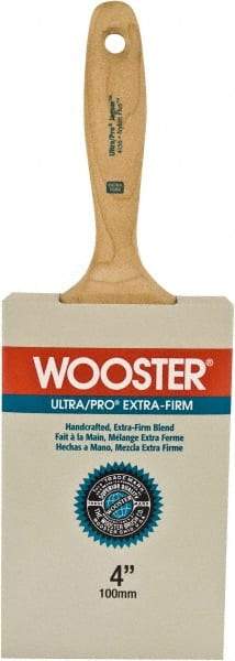 Wooster Brush - 4" Flat Synthetic Wall Brush - 3-15/16" Bristle Length, 6-1/4" Maple Beavertail Handle - Benchmark Tooling