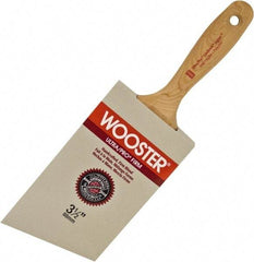 Wooster Brush - 3-1/2" Angled Nylon/Polyester Wall Brush - 3-7/16" Bristle Length, 5-3/4" Maple Beavertail Handle - Benchmark Tooling