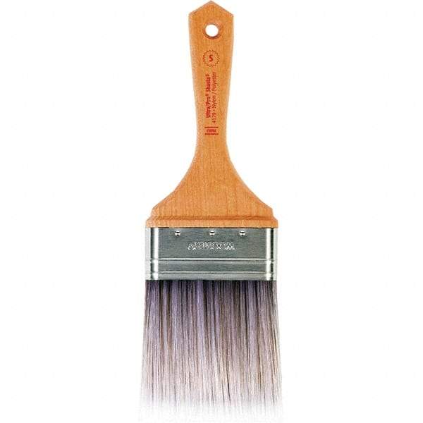 Wooster Brush - 3" Flat Nylon/Polyester Varnish Brush - 3-7/16" Bristle Length, 5-1/2" Maple Beavertail Handle - Benchmark Tooling