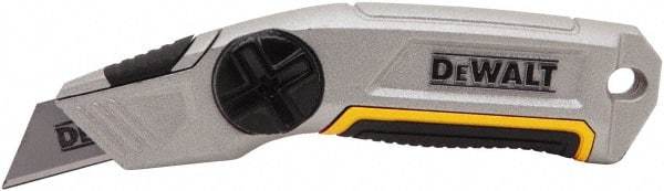 DeWALT - Fixed Utility Knife - 2-1/2" Bi-Metal Blade, Yellow & Silver Metal Handle, 1 Blade Included - Benchmark Tooling