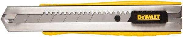 DeWALT - Snap Utility Knife - 1/4" Carbon Steel Blade, Yellow & Silver Plastic/Stainless Steel Handle, 1 Blade Included - Benchmark Tooling