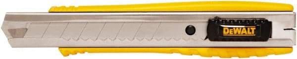 DeWALT - Snap Utility Knife - 1/4" Carbon Steel Blade, Yellow & Silver Plastic/Stainless Steel Handle, 1 Blade Included - Benchmark Tooling