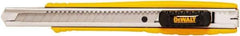 DeWALT - Snap Utility Knife - 1/4" Carbon Steel Blade, Yellow & Silver Plastic/Stainless Steel Handle, 1 Blade Included - Benchmark Tooling