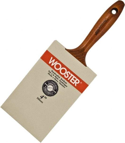 Wooster Brush - 4" Flat Nylon/Polyester Wall Brush - 4-3/16" Bristle Length, 6-1/2" Wood Beavertail Handle - Benchmark Tooling