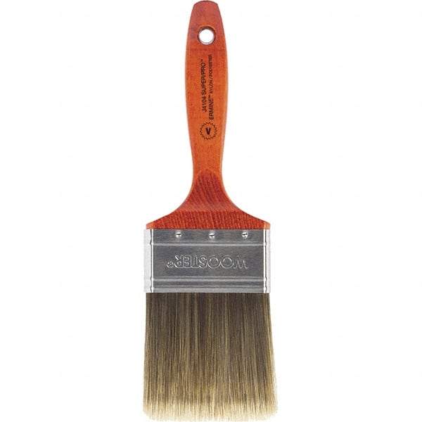 Wooster Brush - 3" Flat Nylon/Polyester Varnish Brush - 3-3/16" Bristle Length, 5-1/2" Wood Beavertail Handle - Benchmark Tooling