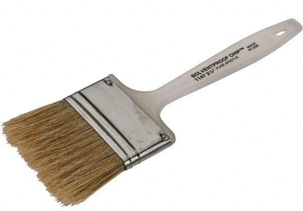 Wooster Brush - 2-1/2" Flat Hog Chip Brush - 1-11/16" Bristle Length, 5" Plastic Beavertail Handle - Benchmark Tooling