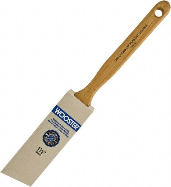 Wooster Brush - 1-1/2" Angled Hog Sash Brush - 2-7/16" Bristle Length, 7-7/8" Maple Fluted Handle - Benchmark Tooling