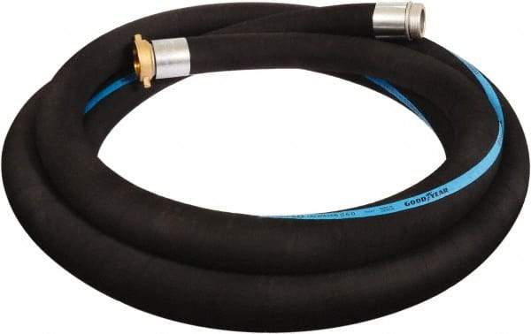 Alliance Hose & Rubber - 6" ID x 6.6 OD, 150 Working psi, Black Synthetic Rubber Water & Discharge Hose - Male x Female NPSH Ends, 20' Long, -25 to 200°F - Benchmark Tooling