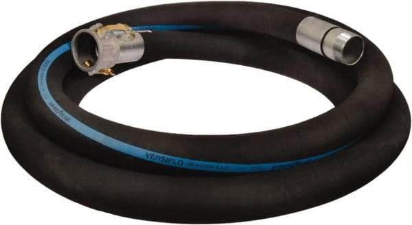 Alliance Hose & Rubber - 1-1/2" ID x 1.87 OD, 150 Working psi, Black Synthetic Rubber Water & Discharge Hose - Female Camlock x Male Nipple Ends, 20' Long, -25 to 200°F - Benchmark Tooling