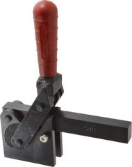 De-Sta-Co - 2,500 Lb Holding Capacity, Vertical Handle, Manual Hold Down Toggle Clamp - 129° Handle Movement, 199° Bar Opening, Solid Bar, Straight Base, Electro-Plated Zinc, Carbon Steel - Benchmark Tooling