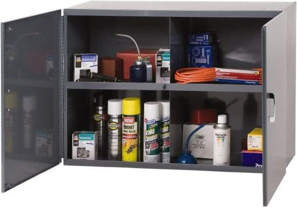 Durham - 1 Shelf Wall Storage Cabinet - Steel, 33-3/4" Wide x 12-7/8" Deep x 23-7/8" High, Gray - Benchmark Tooling